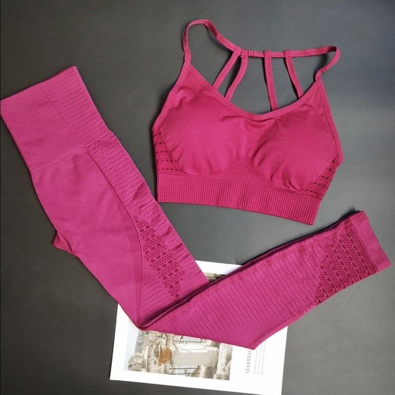 Roze yoga broek met top sport fitness legging dames training, Kleding | Dames, Verzenden, Nieuw, Roze, Yoga