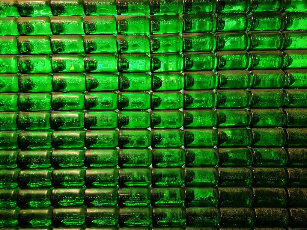 3x WOBO Heineken bier flessen incl. de verzendkosten €80,-, Ophalen, Gebruikt, Flesje(s), Heineken