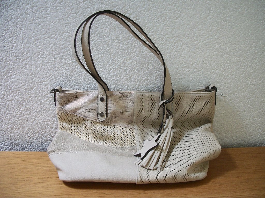 Damestas met 2 Hengsels - Beige - Mandoline - Nieuw, Ophalen of Verzenden, Nieuw, Beige, Handtas