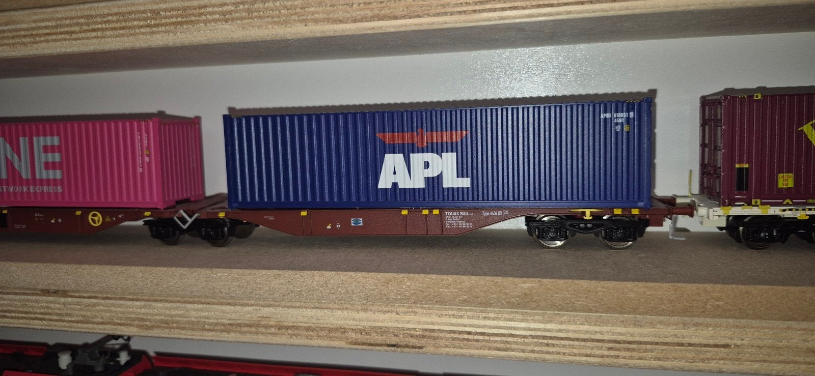 Mechano Containerwagon met APL en ONE containers, Overige merken, Gelijkstroom of Wisselstroom, Wagon, Ophalen of Verzenden
