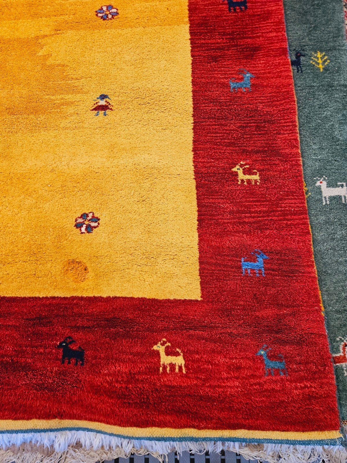 Perzisch Handgeknoopt Gabbeh Tapijt. Prachtige kleuren!, Perzisch, 200 cm of meer, Ophalen of Verzenden, Zo goed als nieuw