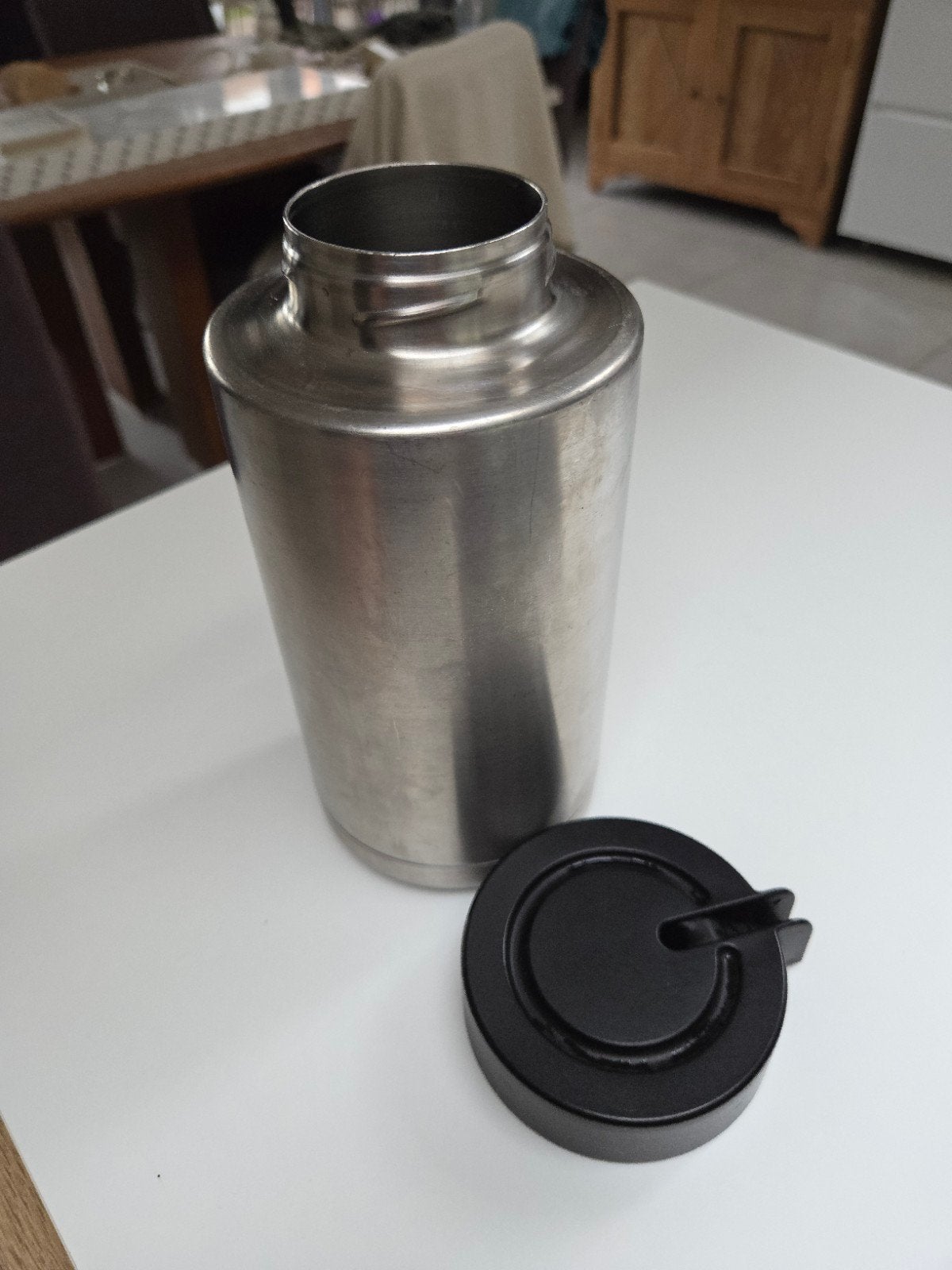 melkkoeler 1 liter rvs en zwart deksel, Overige typen, Zilver, Ophalen of Verzenden, Zo goed als nieuw