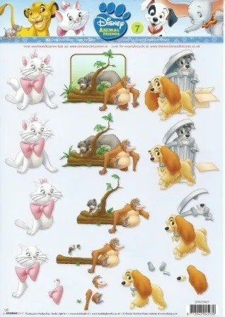 A4 Knipvellen Disney Animal Friends STAPDA07 t/m 12, Ophalen of Verzenden, Nieuw, Disney, Knipvel