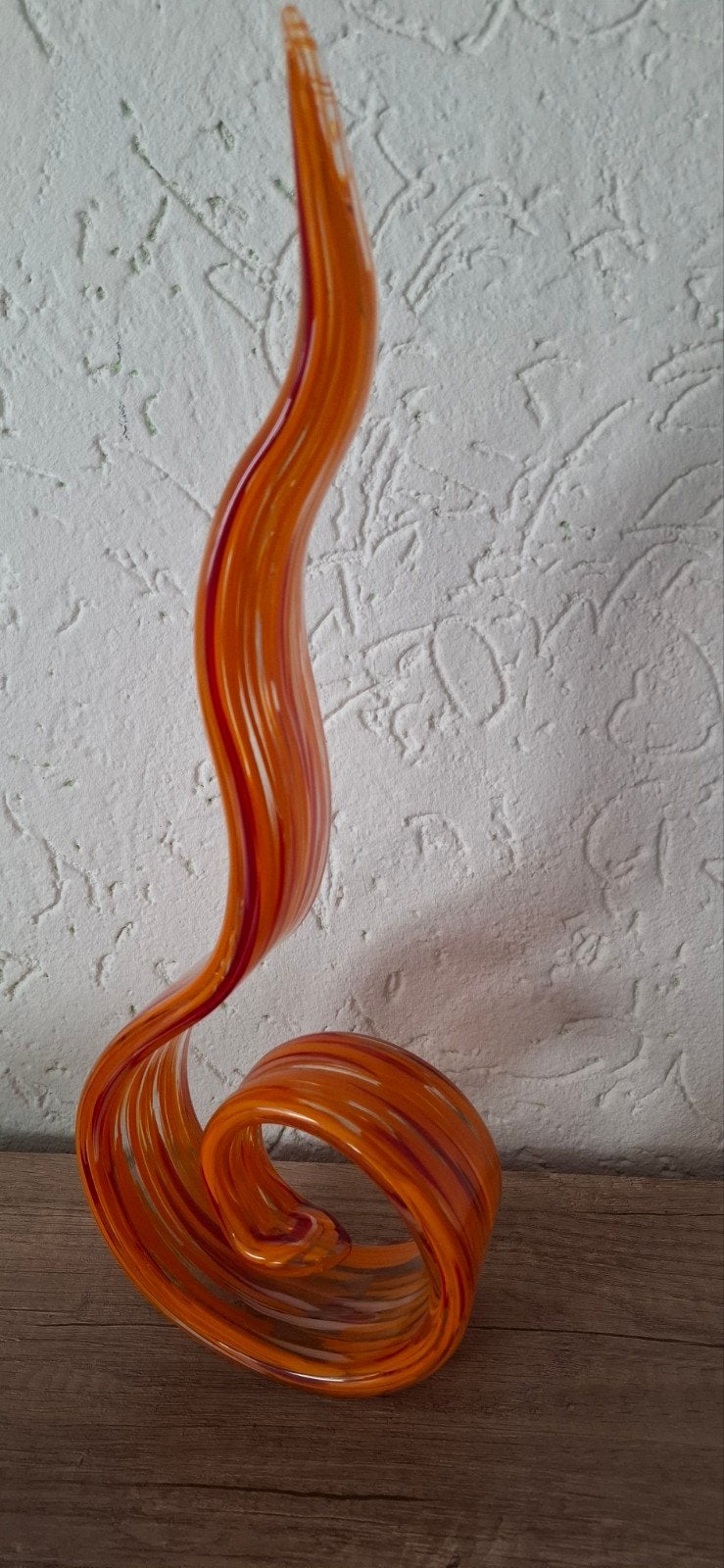 Murano glaskunst sculptuur - Oranje spiraal, Ophalen of Verzenden