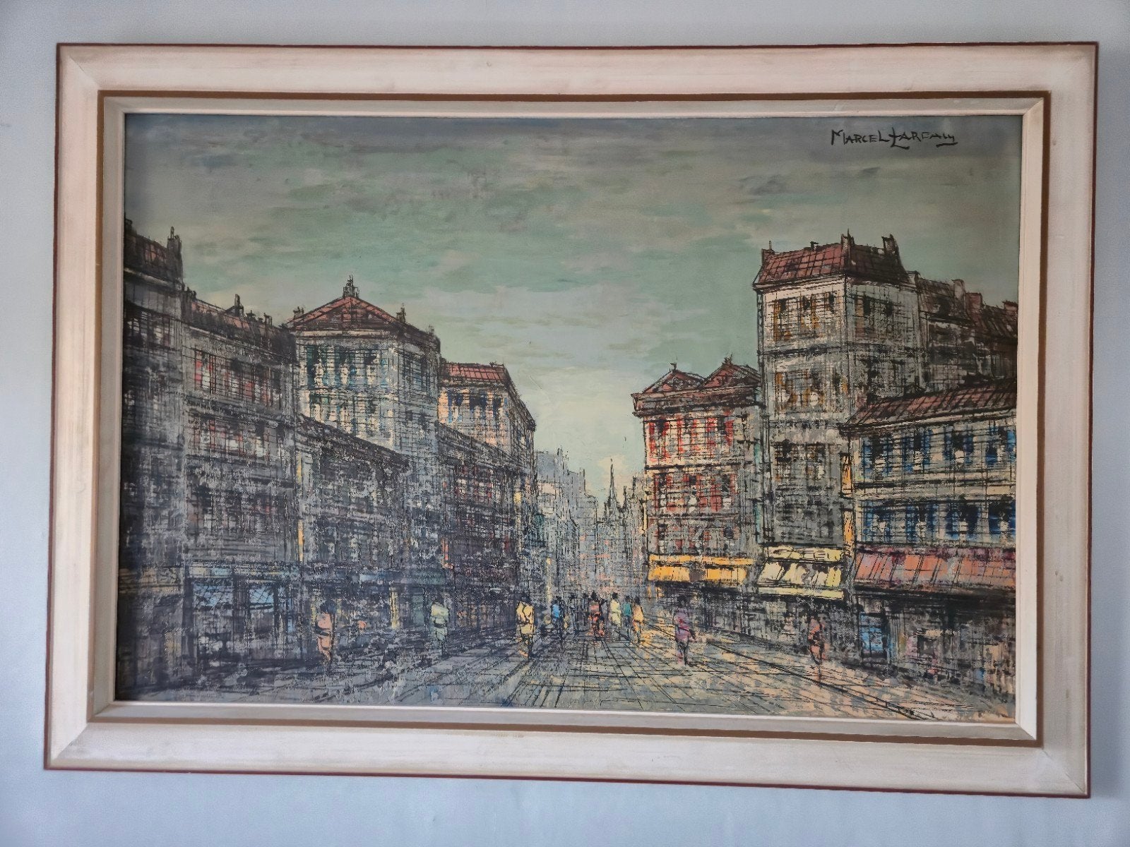 schilderij Parijs Stadsgezicht Marcel Lareau, Antiek en Kunst, Ophalen, Doek, Expressionistisch, Gesigneerd