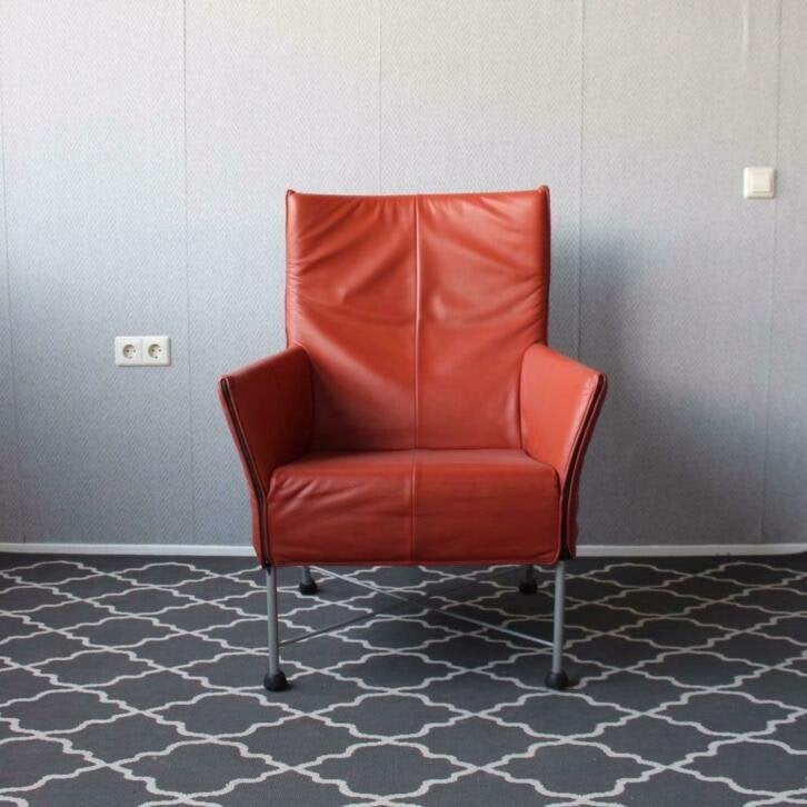 2x Montis Charly tomato / oranje kleur - rvs onderstel, Niet ingevuld, Niet ingevuld, Leer, Ophalen of Verzenden