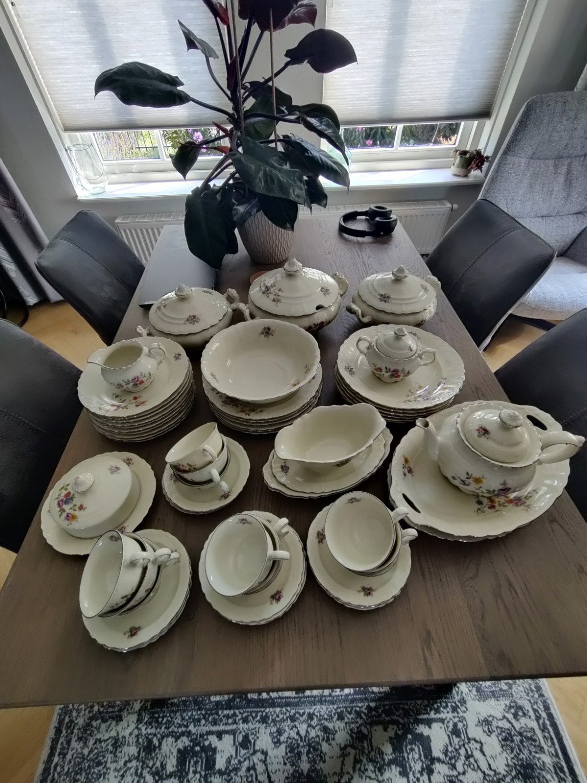 Compleet Spenzo servies met zilveren randen, Ophalen, Overige merken, Vintage, Zo goed als nieuw