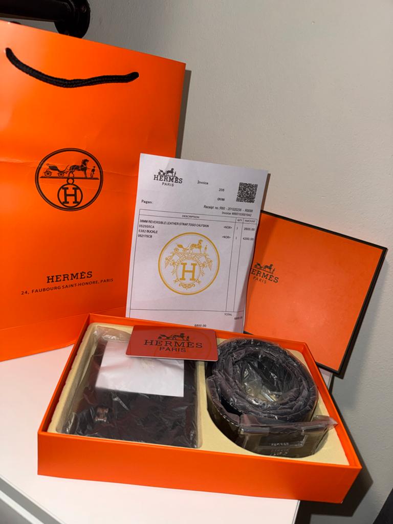 Hermes Riem en Portemonnee Set - Nieuw in Doos, 3 tot 5 cm, Heupriem, Ophalen of Verzenden, Echt leder