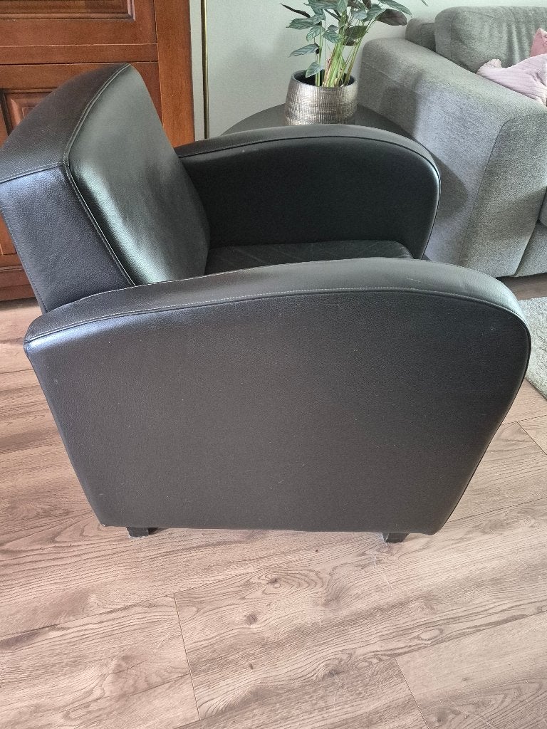 Bruine Leren fauteuils, Ophalen, Gebruikt, 50 tot 75 cm, Leer