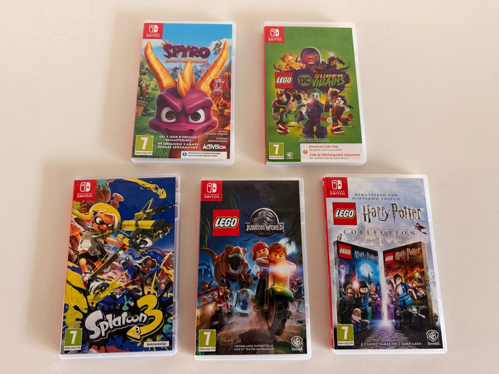 Nintendo Switch Games: Splatoon 3, LEGO, Spyro (5 stuks), Eén computer, Zo goed als nieuw, 3 spelers of meer, Vanaf 7 jaar