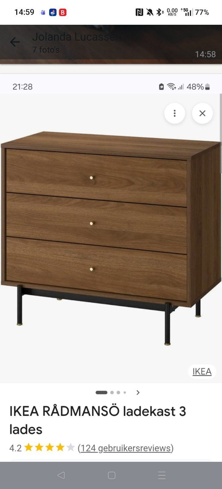Ikea Rådmansö Kasten: Hoge Kast en Ladekast (3 lades), Met deur(en), Zo goed als nieuw, Modern, 150 tot 200 cm