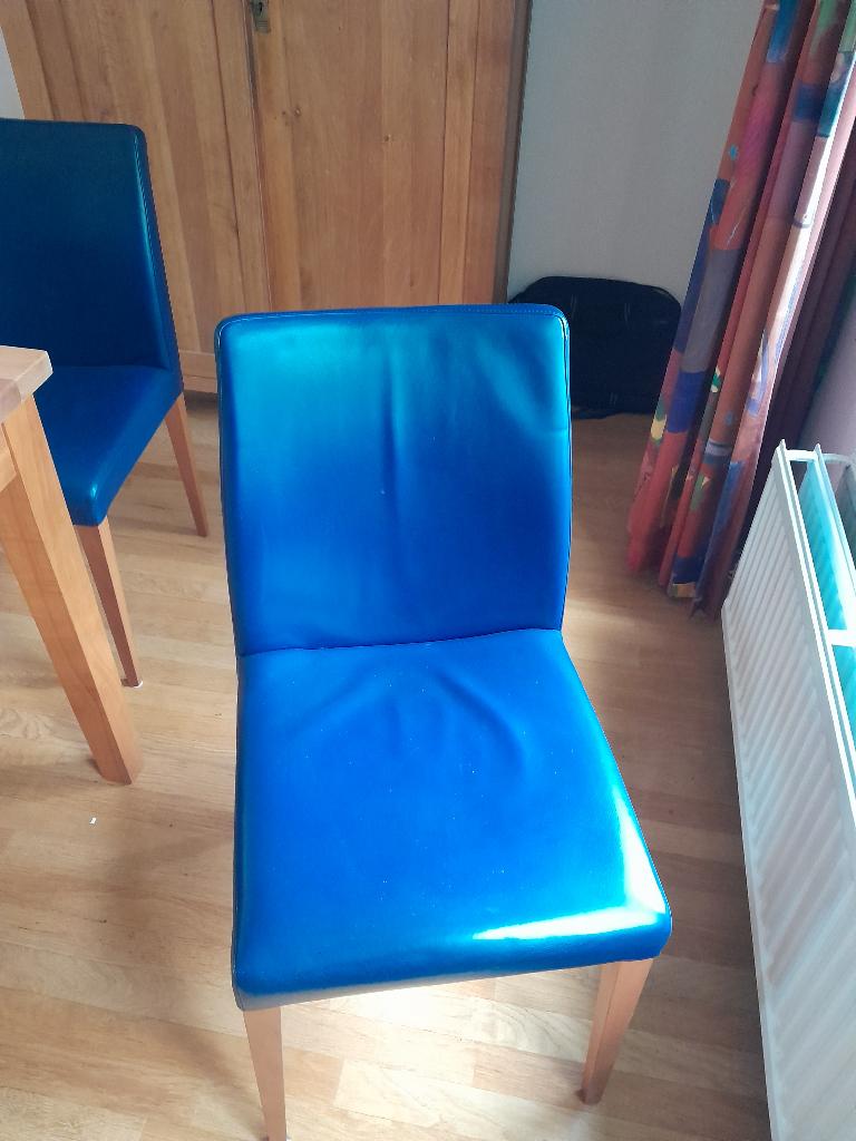 eetkamerstoelen 6 stuks Poltrona Frau, Huis en Inrichting, Ophalen, Gebruikt, Blauw, Design
