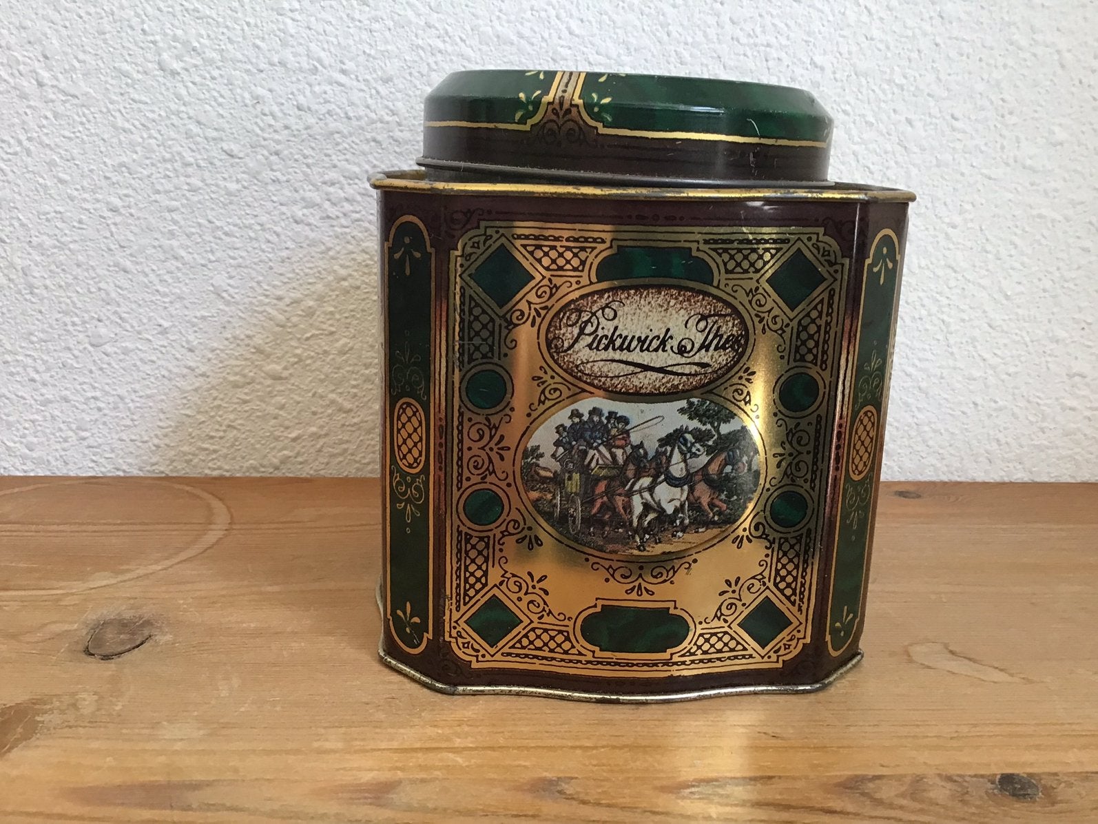 Vintage DE blik. Groen theeblik van Pickwick Thee., Verzamelen, Blikken, Zo goed als nieuw, Overige, Douwe Egberts, Ophalen of Verzenden