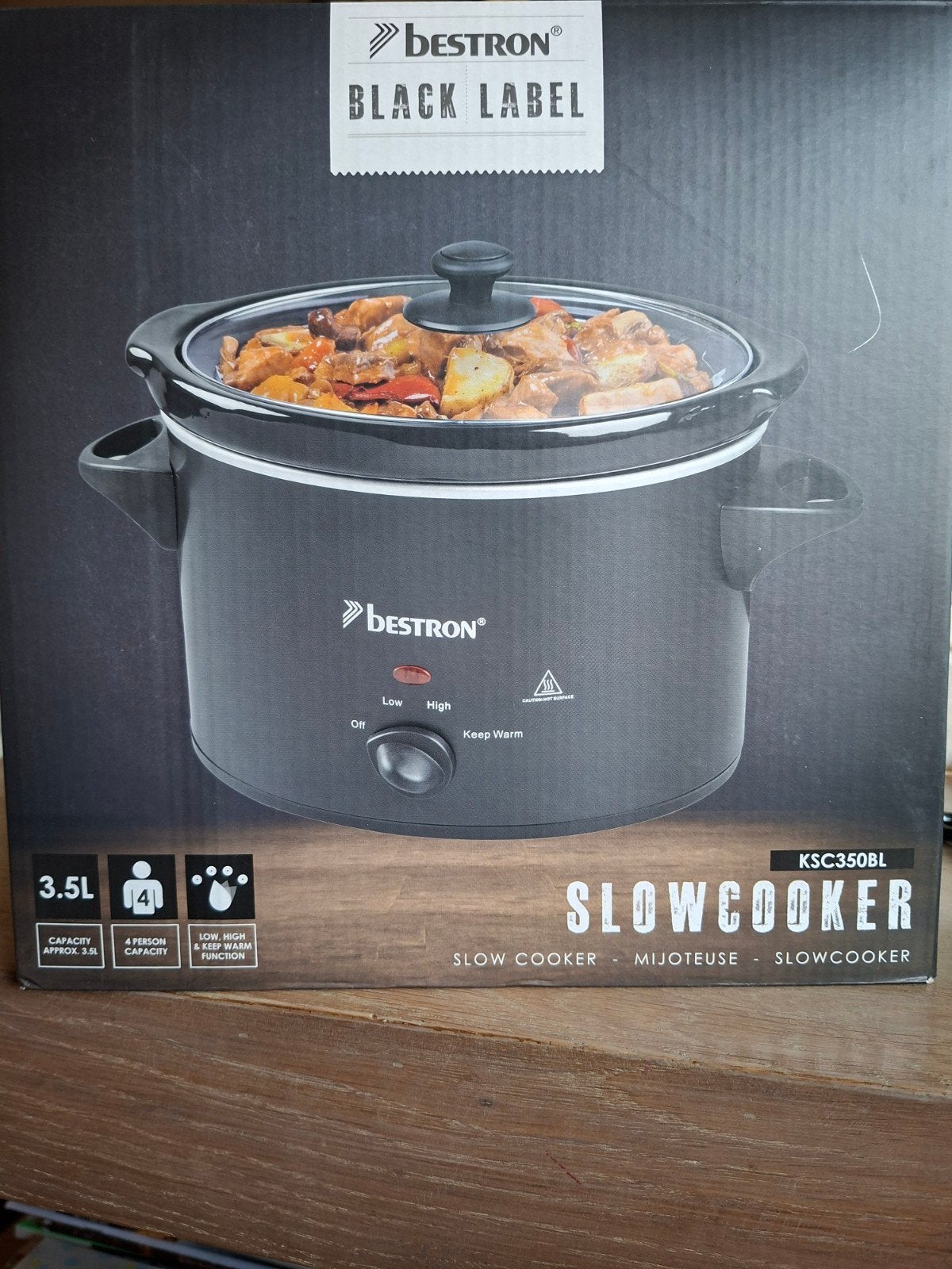Bestron Slowcooker  3.5L Zwart, Ophalen, Vaatwasmachinebestendig, Nieuw
