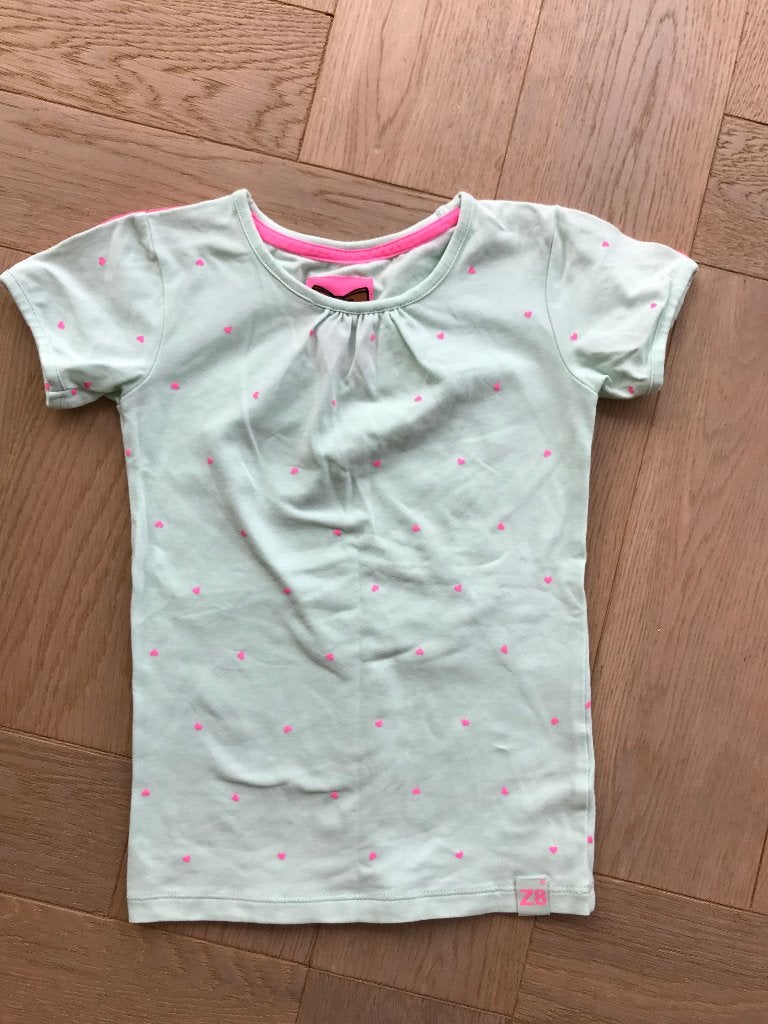ZGAN shirt van Z8 met roze hartjes 104/110, Meisje, Z8, Ophalen of Verzenden, Zo goed als nieuw