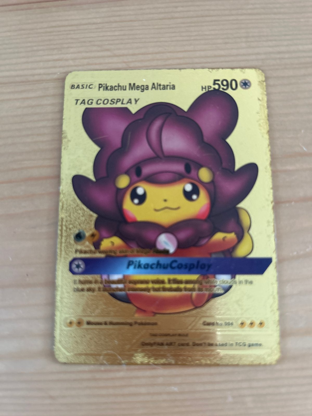 Gouden Pikachu Mega Altaria Cosplay Pokémon Kaart, Ophalen, Gebruikt, Losse kaart, Foil