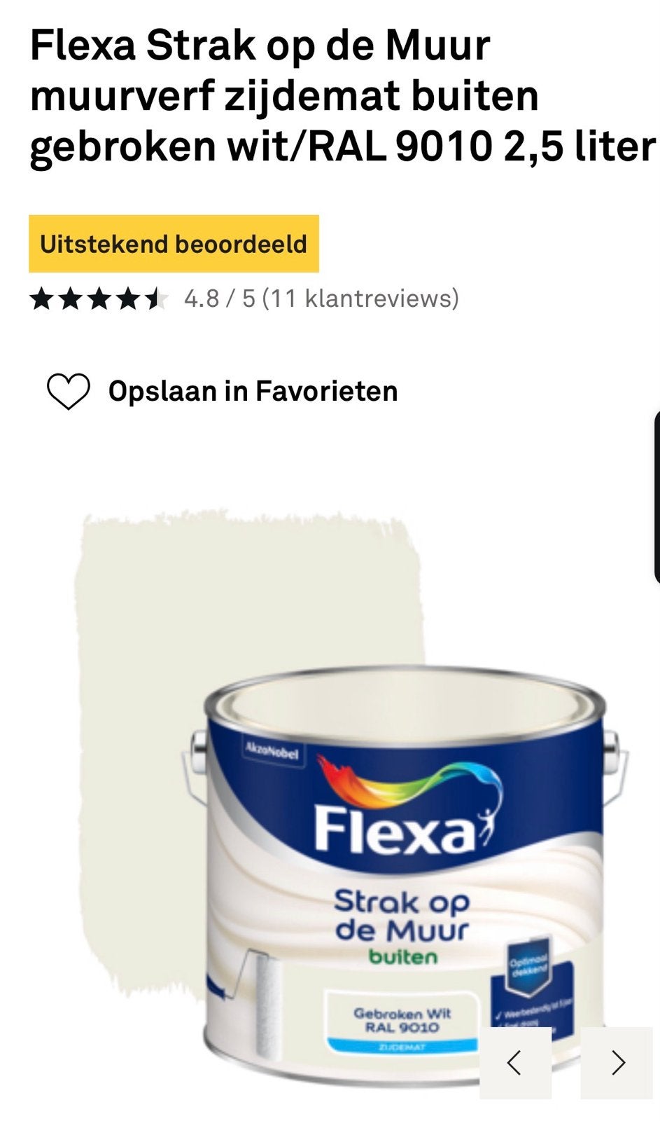 Flexa Strak op de Muur muurverf zijdemat buiten gebroken wit, Ophalen, Wit, Nieuw, Verf