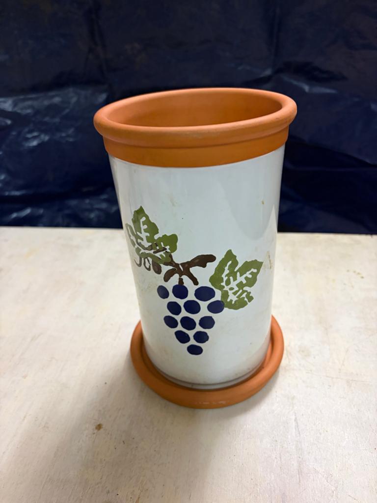 Terracotta Wijnkoeler met Druivenmotief, Huis en Inrichting, Woonaccessoires | Wijnrekken, Ophalen, Zo goed als nieuw, Overige materialen