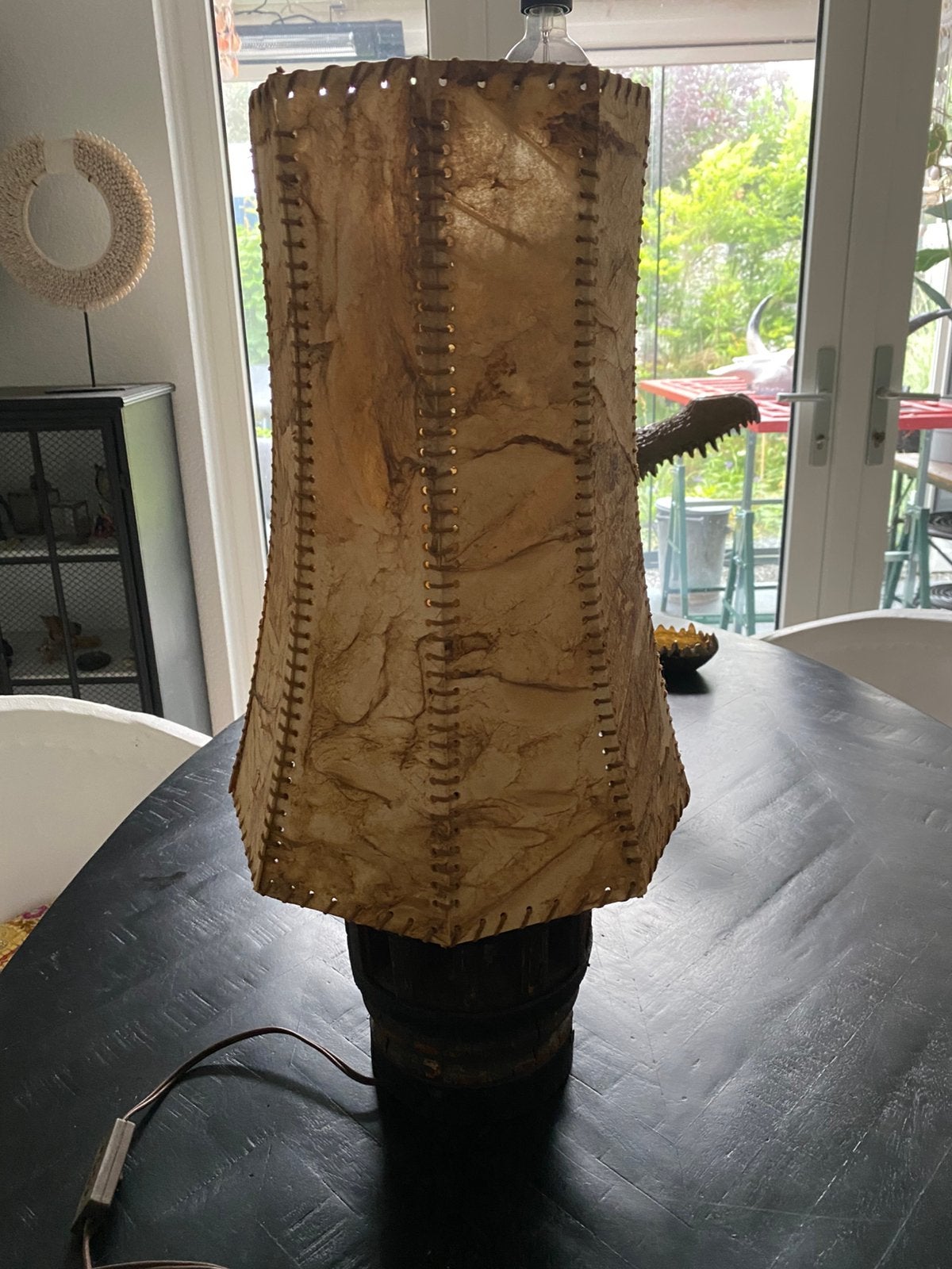 Retro/vintage lamp, karrenwiel naaf, Ophalen