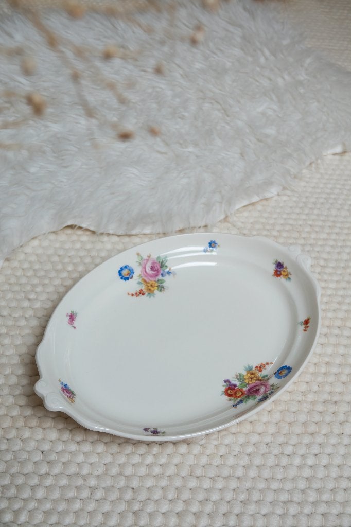 Vintage Petrus Regout serveerschaal boudewijn pioenroos, Antiek en Kunst, Ophalen of Verzenden