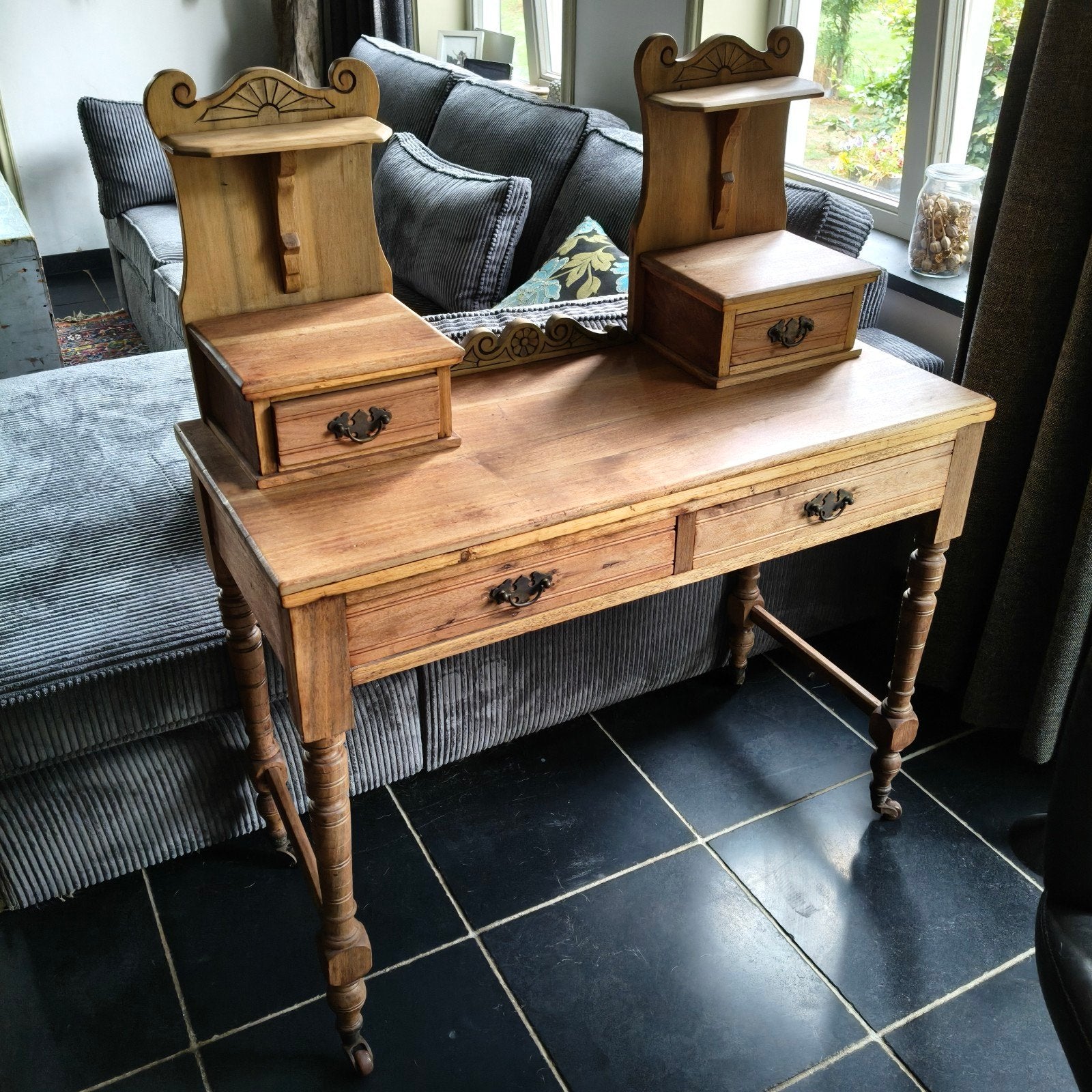 ❤️ Antiek kaptafeltje, schrijftafeltje, sidetable., Ophalen, 50 tot 100 cm, Minder dan 100 cm, Brocante, antiek