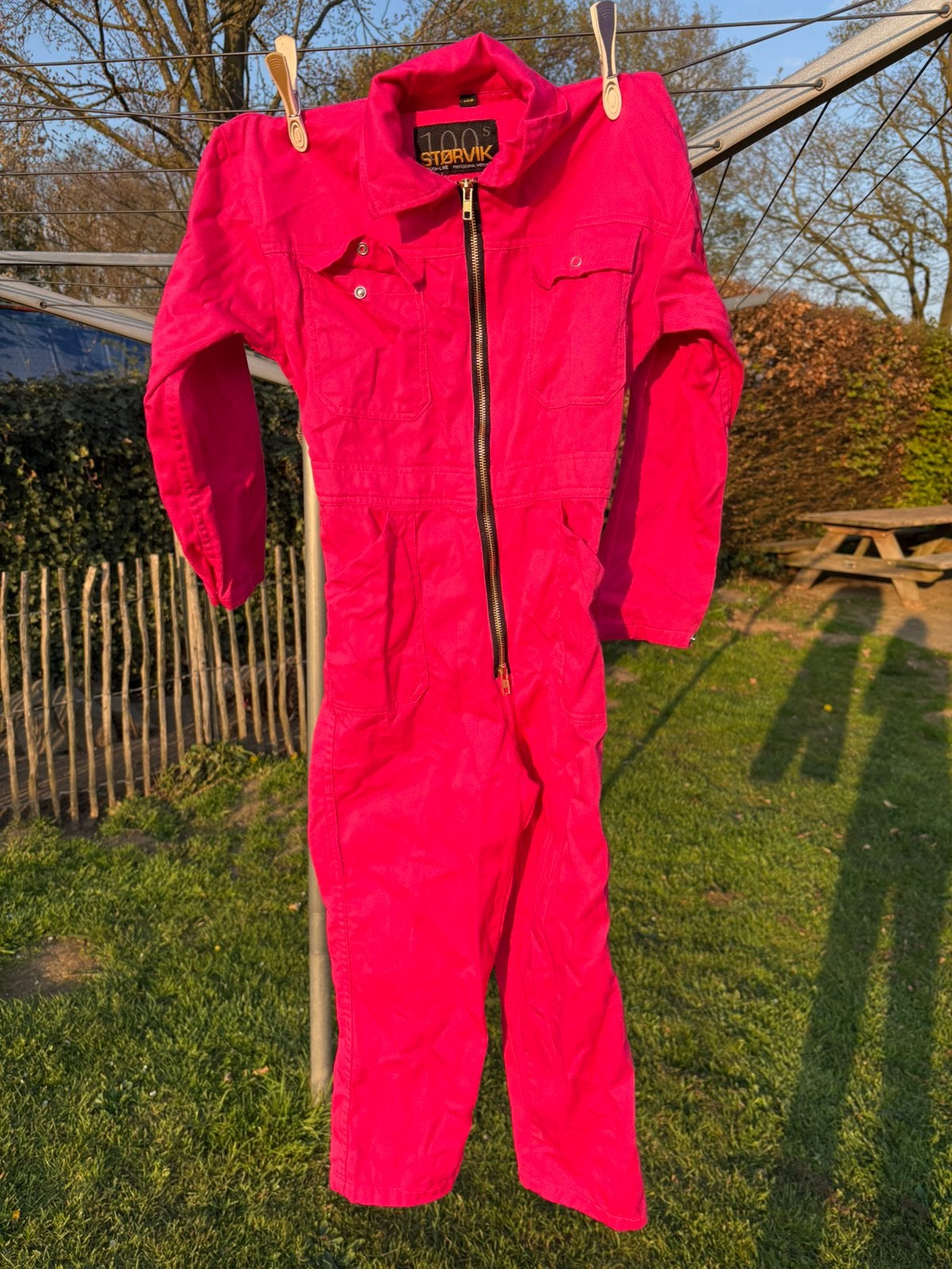 Roze kinderoverall maat 128, Ophalen of Verzenden, Zo goed als nieuw, Meisje, Jurk of Rok