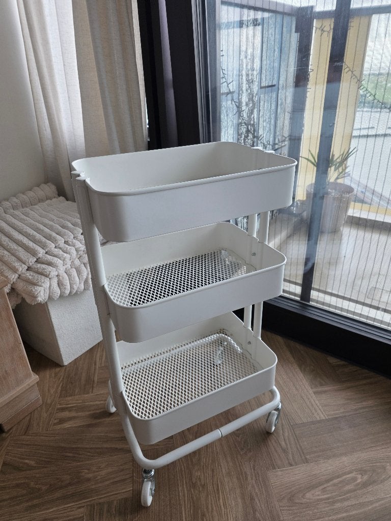 Titel: IKEA RÅSKOG roltafel wit | opbergkarretje op wieltjes, Ophalen, Gebruikt