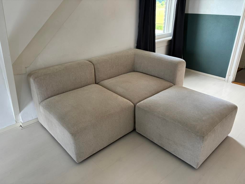 Bank beige, Ophalen, 75 tot 100 cm, Stof, 200 tot 250 cm