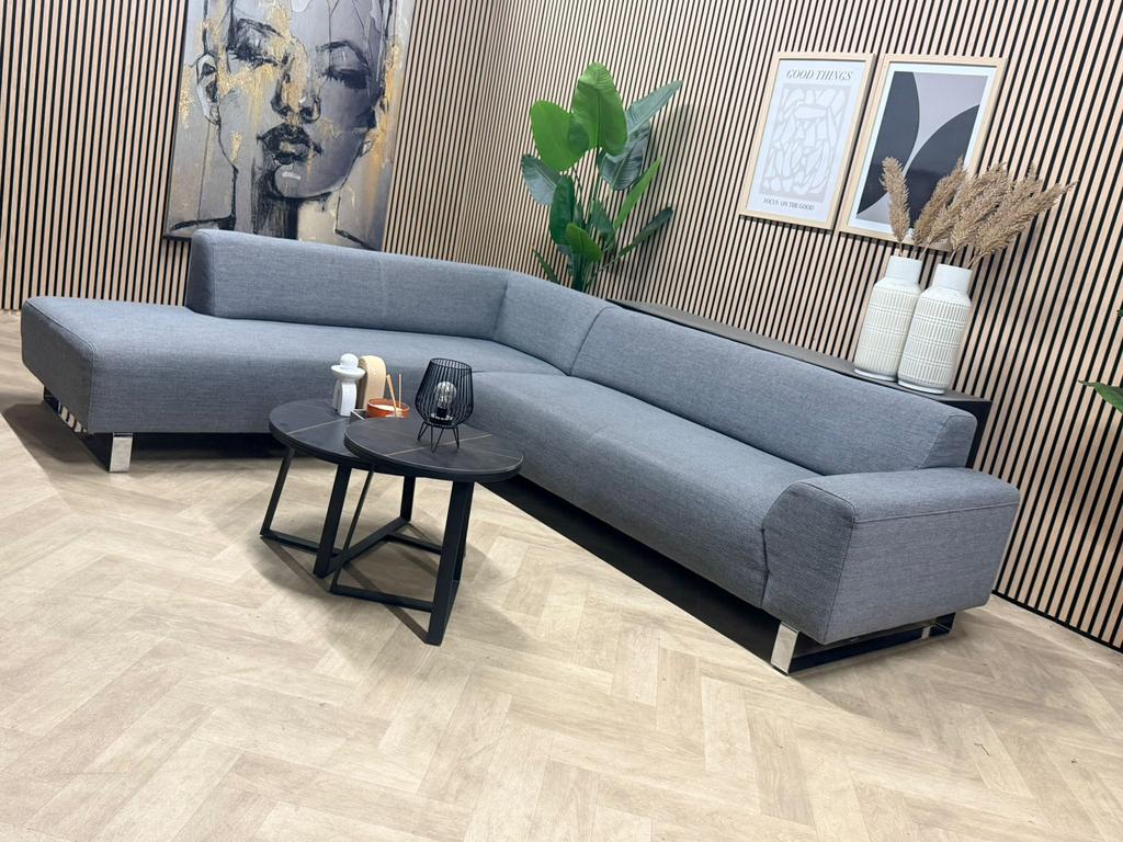 ZGAN Montel Frisco Design Hoekbank - Grijs - 287 x 230, 250 tot 300 cm, -, Montel design hoekbank frisco grijs tijdloos geweven stof
