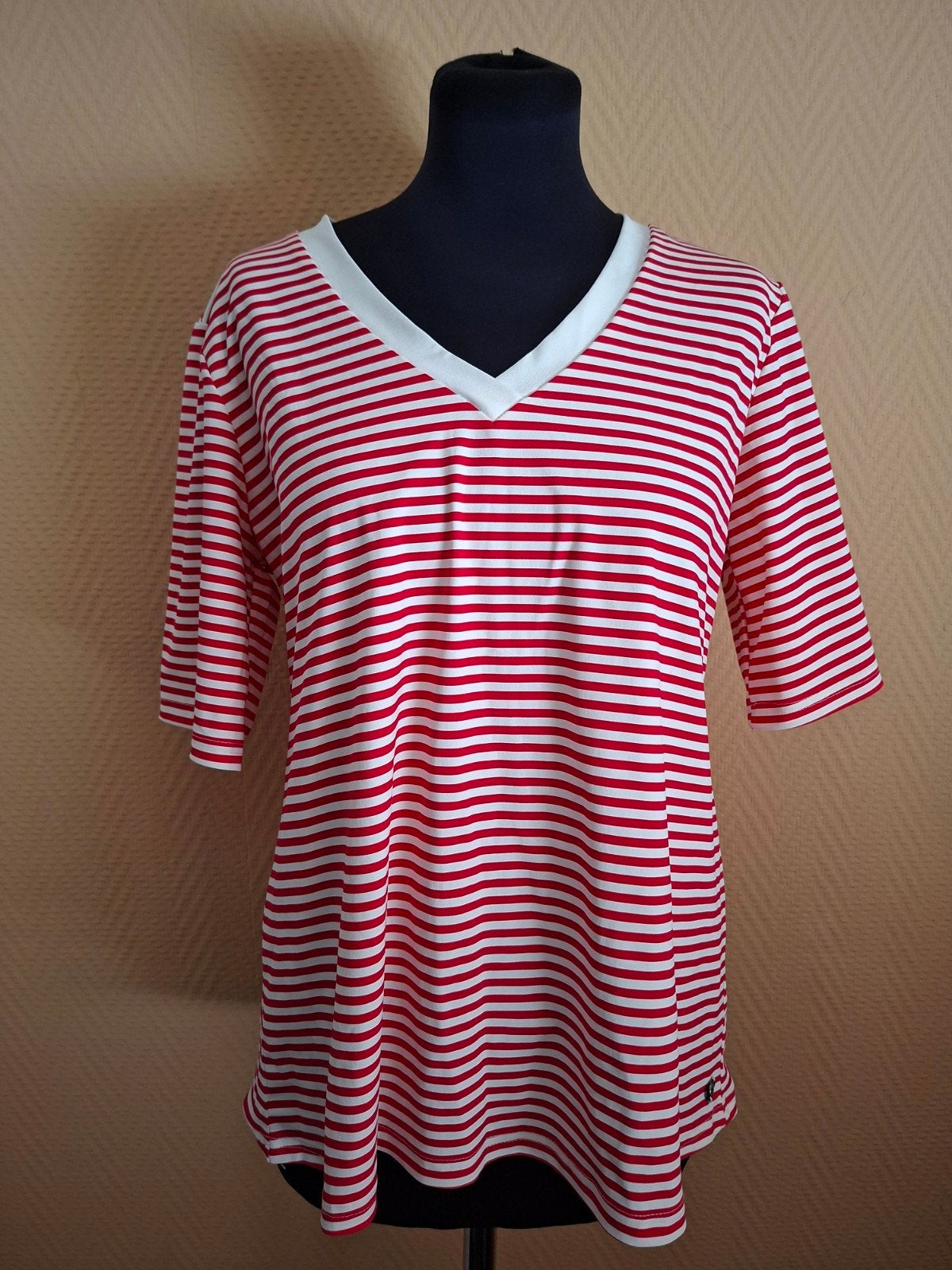 Triple Nine Travelstof Shirtje - Rood/Wit Gestreepd - Maat X, Triple Nine, Maat 46/48 (XL) of groter, Ophalen of Verzenden, Zo goed als nieuw