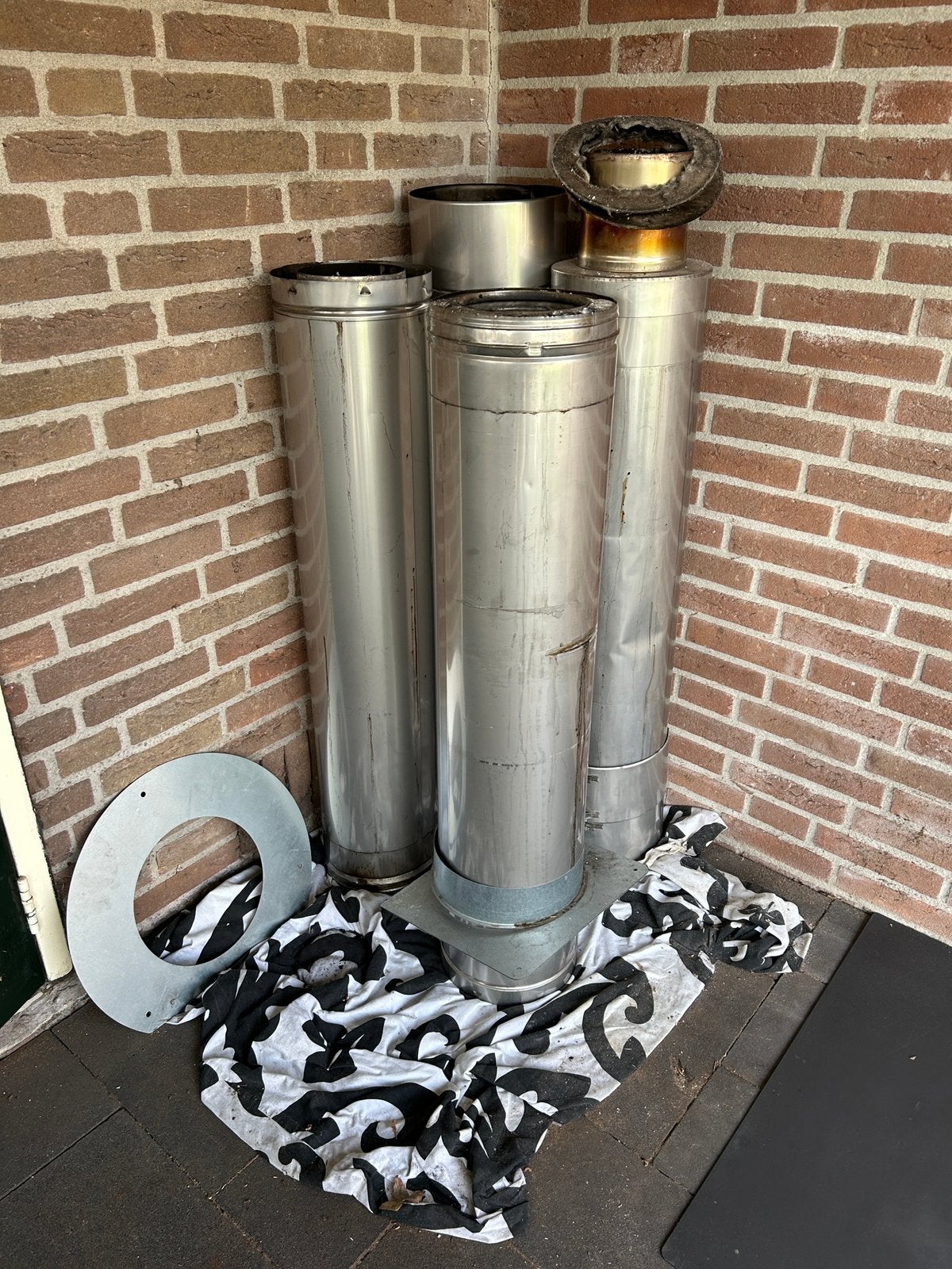 4m rvs dubbelwanding rookkanaal met verloop, Huis en Inrichting, Kachels, Ophalen, Gebruikt, Houtkachel, Inbouw