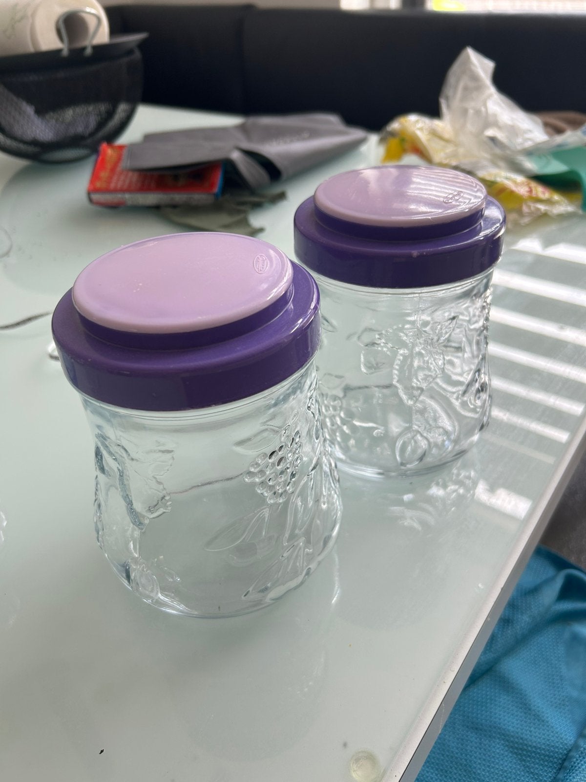 2 glazen potten, Ophalen, Zo goed als nieuw, Bus of Trommel