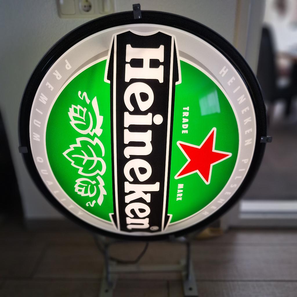 Heineken bier grote dubbelzijdige lichtbak gevelreclame, Ophalen, Zo goed als nieuw, Lichtbak of (neon) lamp