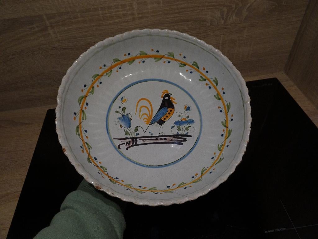 Antieke franse schotel met haan, Ophalen of Verzenden