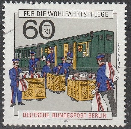 Berlijn 1990 876 Treinpost, Gest, Ophalen of Verzenden, Overige periodes, Gestempeld
