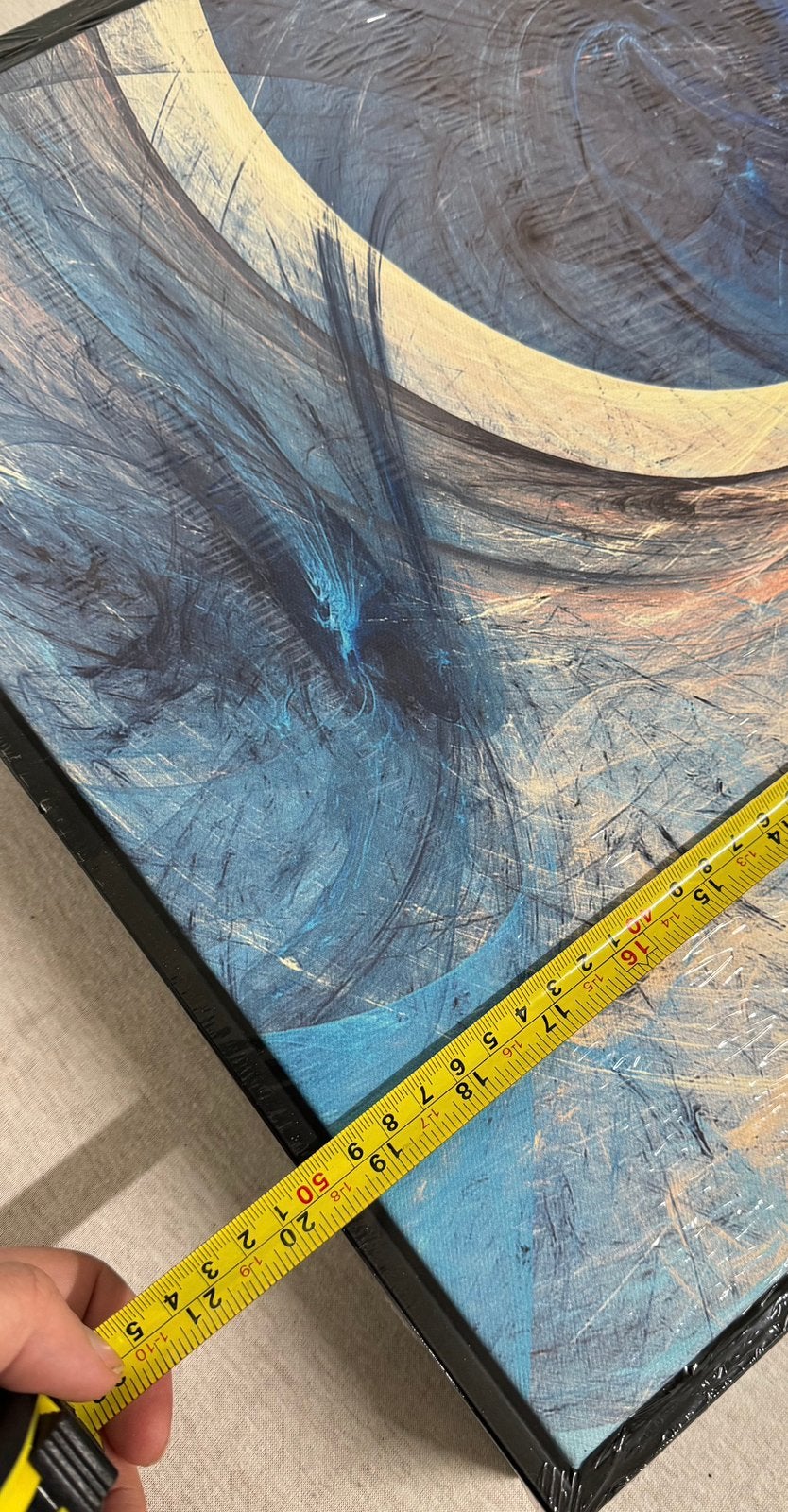 kunst moderne abstracte blauwe sfeer schilderij op canvas, Ophalen of Verzenden