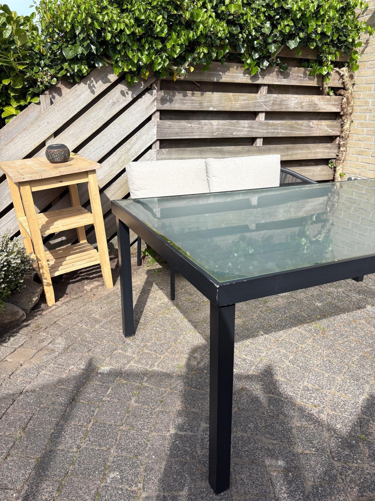 Tuintafel met glas plaat, Ophalen, Zo goed als nieuw, Rechthoekig, Aluminium