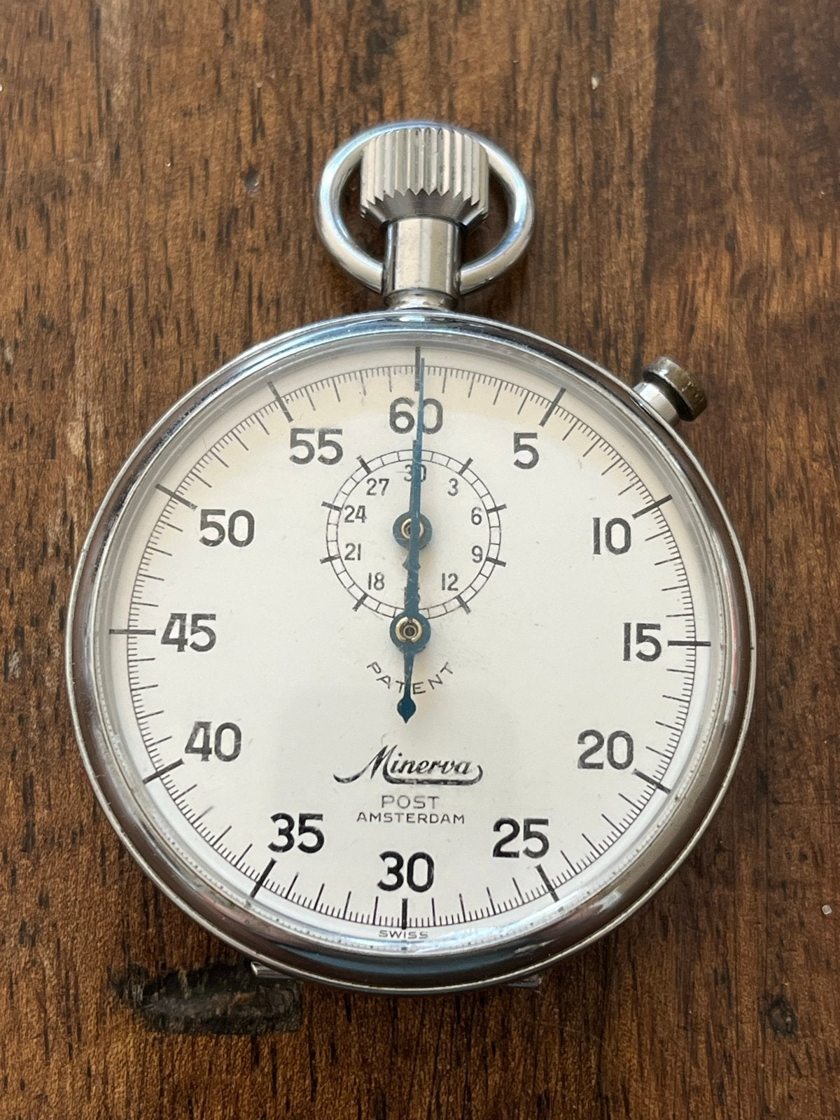 Minerva Stopwatch 5 cm - Loopt niet, balans probleem, Sieraden, Tassen en Uiterlijk, Horloges | Antiek, Overige merken, Zakhorloge