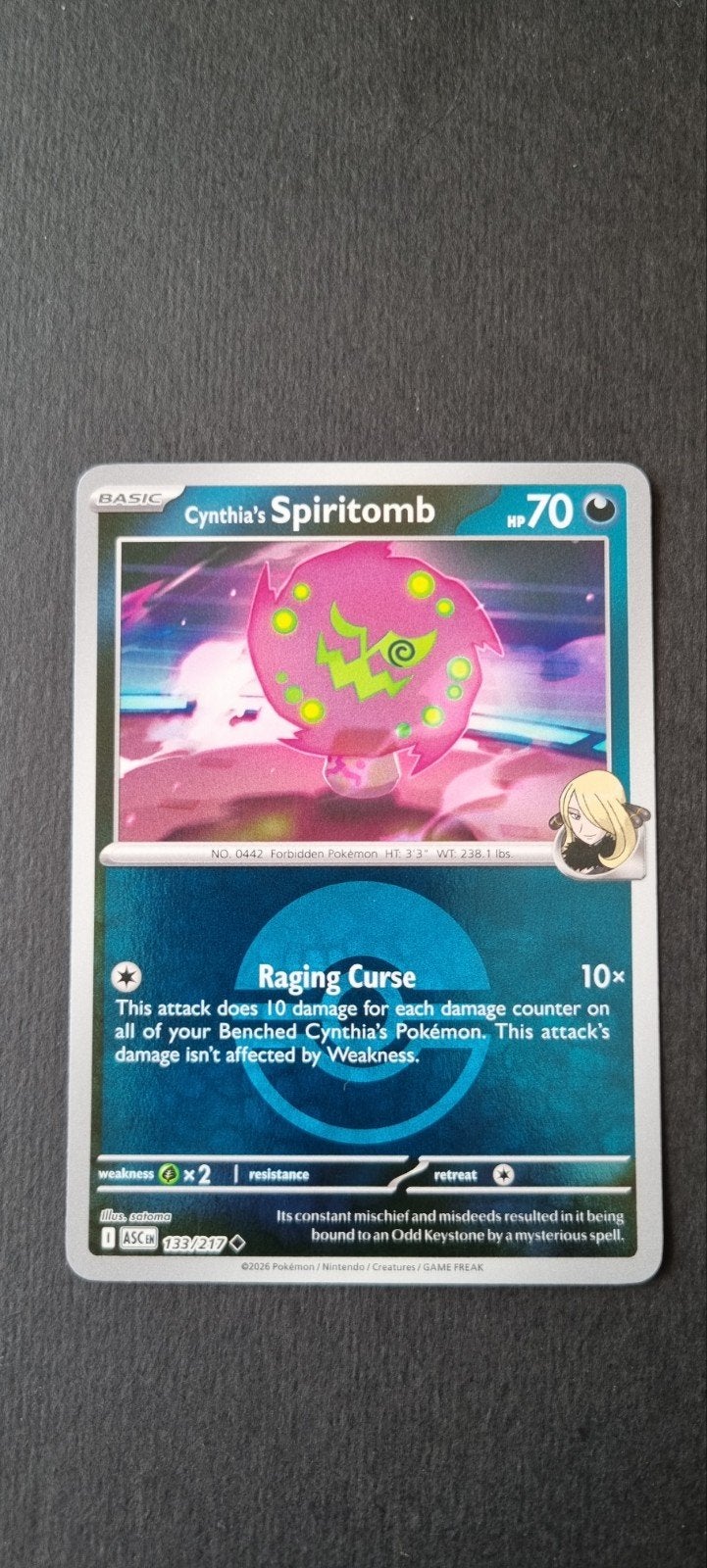 Cynthia's Spiritomb pokeball XASC 133/217, Ophalen of Verzenden, Zo goed als nieuw, Losse kaart