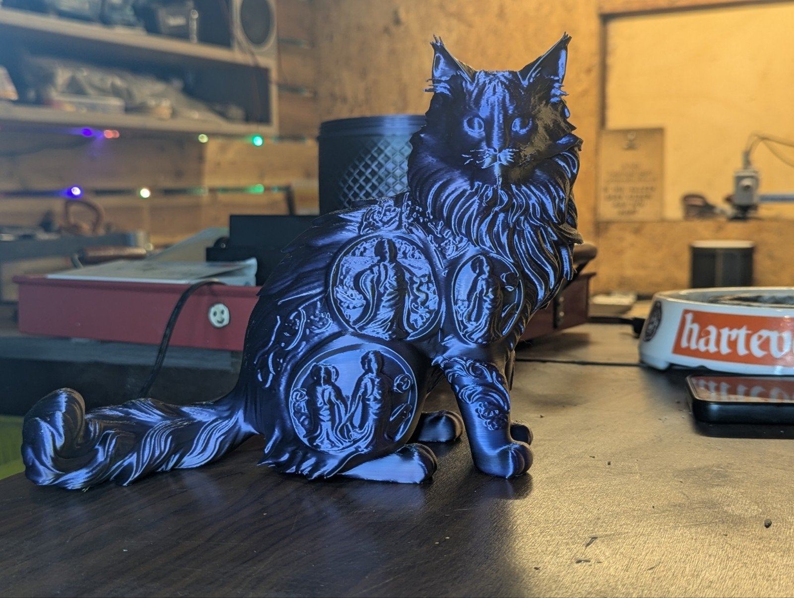 Unieke 3D-geprinte kattenbeeldje met reliëf, Ophalen of Verzenden