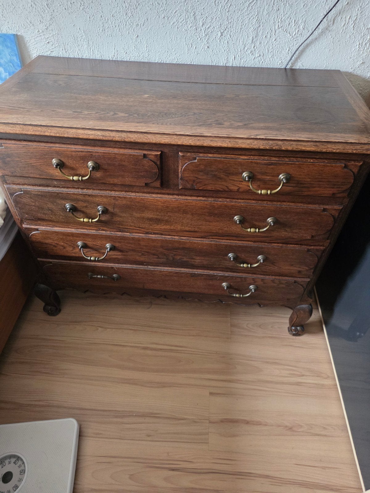 Eiken Commode met 4 Lades - Hoogte 110 cm, Breedte 86 cm, Ophalen