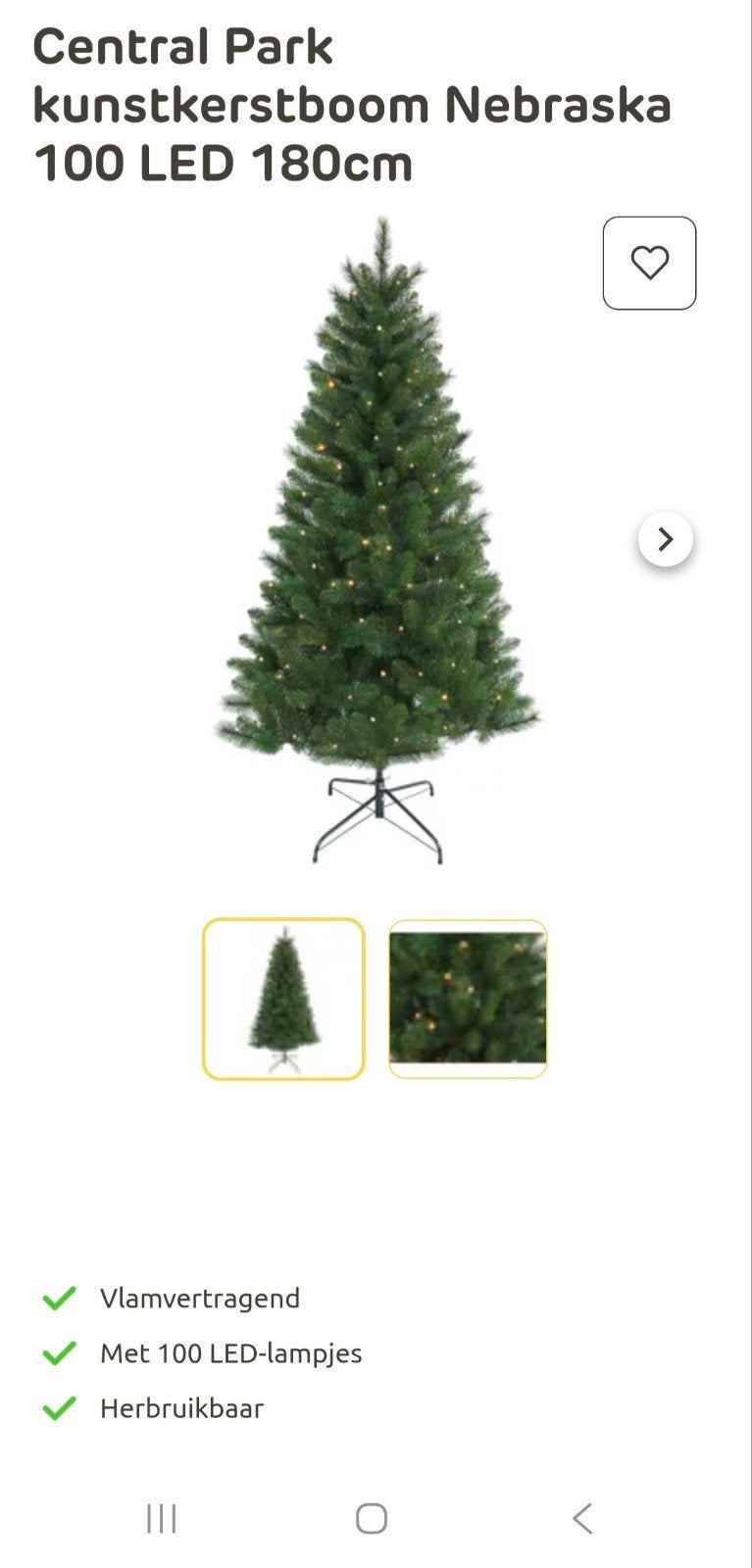 Kunst kerstboom 1.80 cm en 100 led lampen, Ophalen of Verzenden