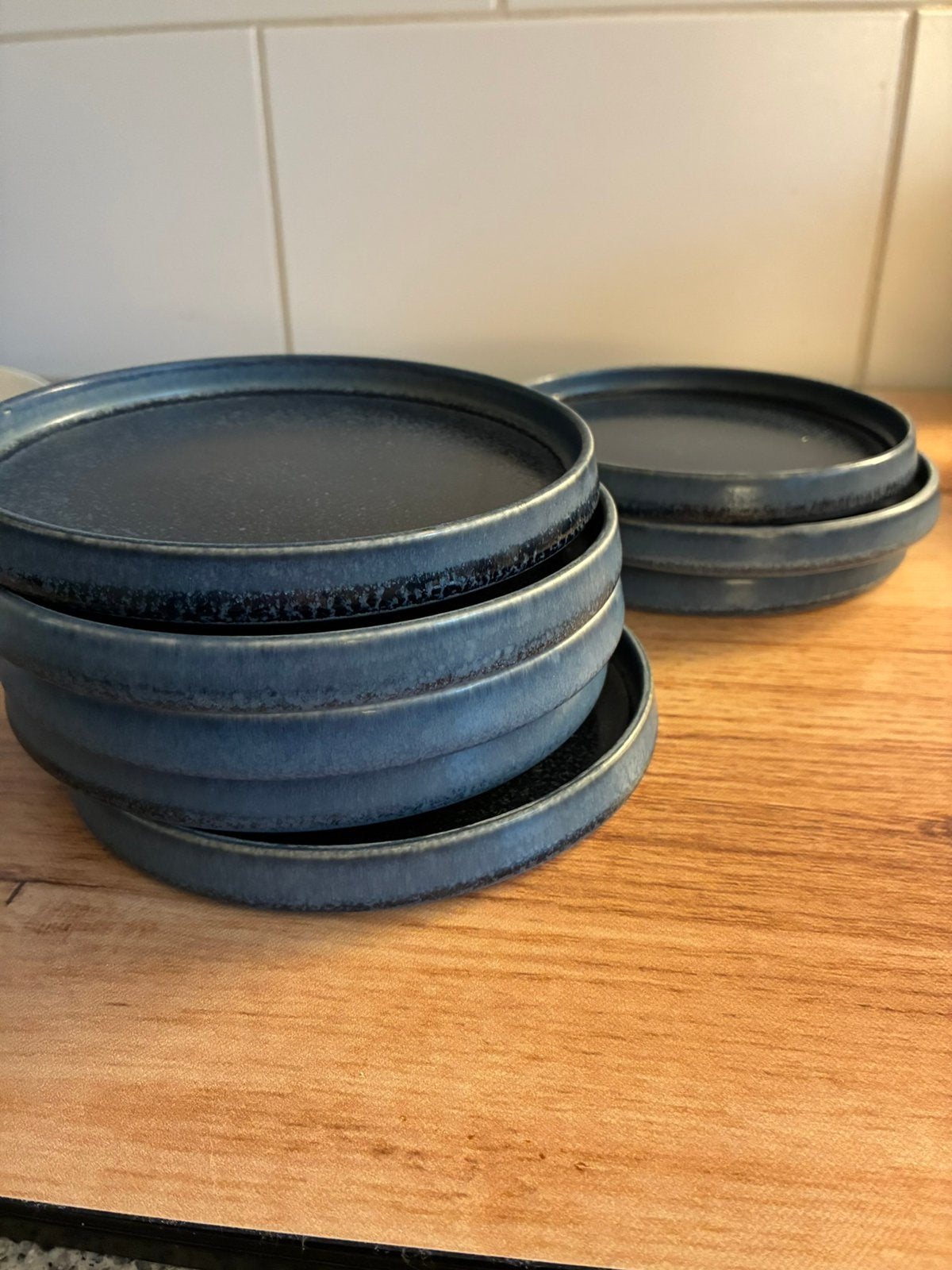 Gebaksbordjes blauw keramiek, Keramiek, Ophalen of Verzenden, Zo goed als nieuw, Bord(en)