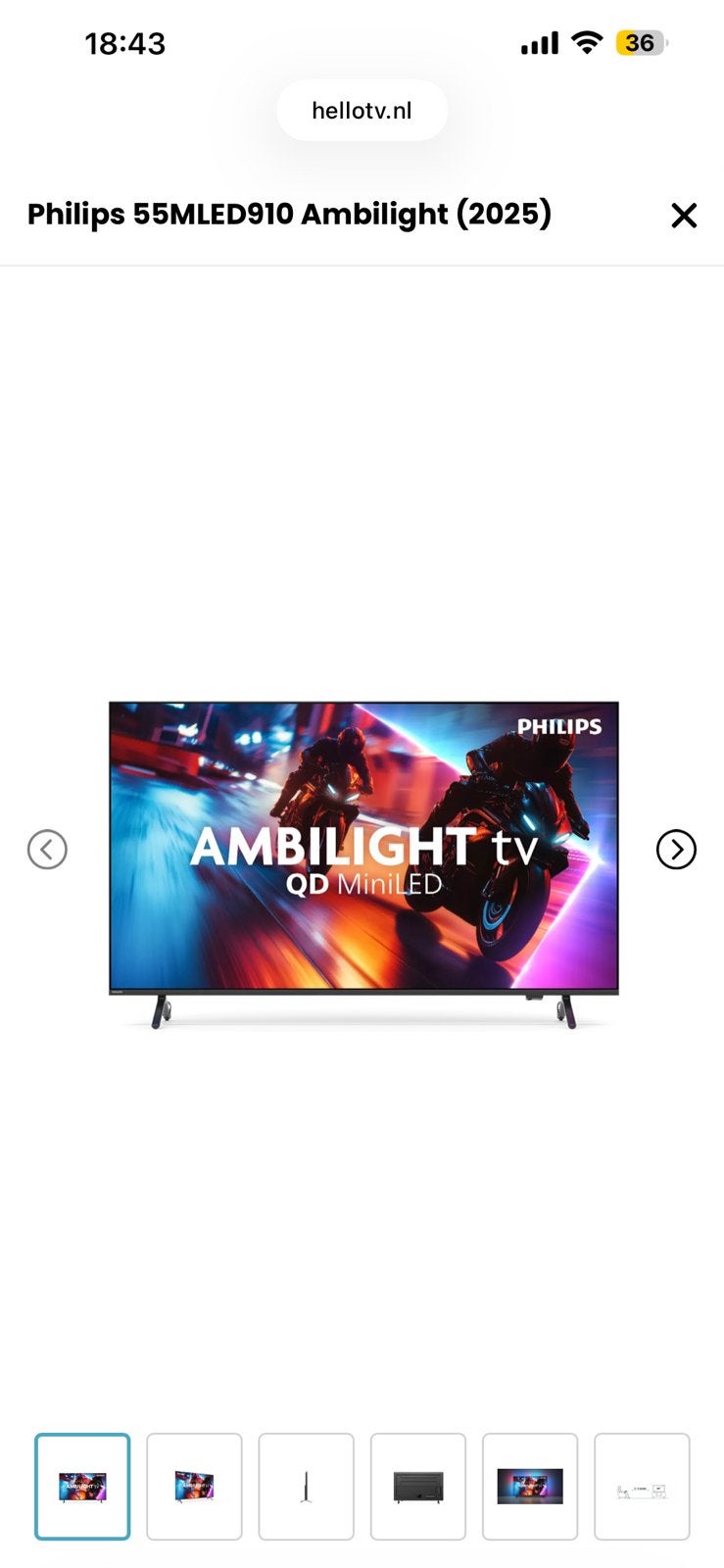 Philips 55MLED910 Ambilight (2025) nieuw in doos, Ophalen, Nieuw, 100 cm of meer, Philips