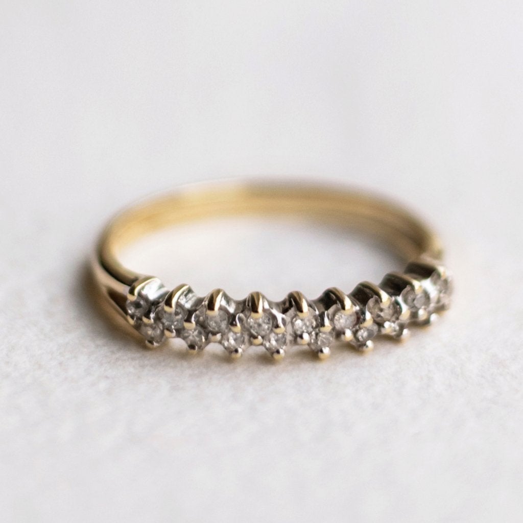 Vintage 9K gouden h eternity ring met Diamant - 15,75, Sieraden, Tassen en Uiterlijk, Ringen, Ophalen of Verzenden, Met edelsteen