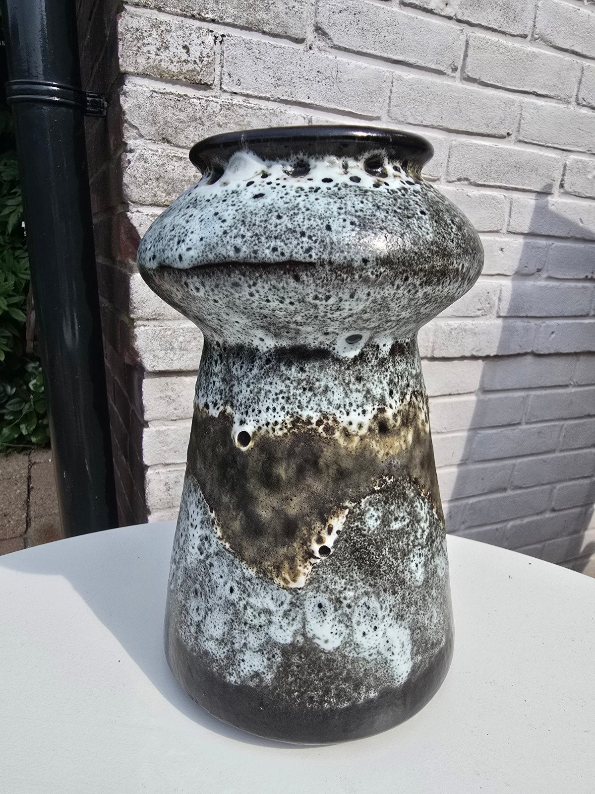 Scheurich keramieke vaas met lava glazuur, Huis en Inrichting, Woonaccessoires | Vazen, Ophalen of Verzenden, Wit, Aardewerk of Porselein