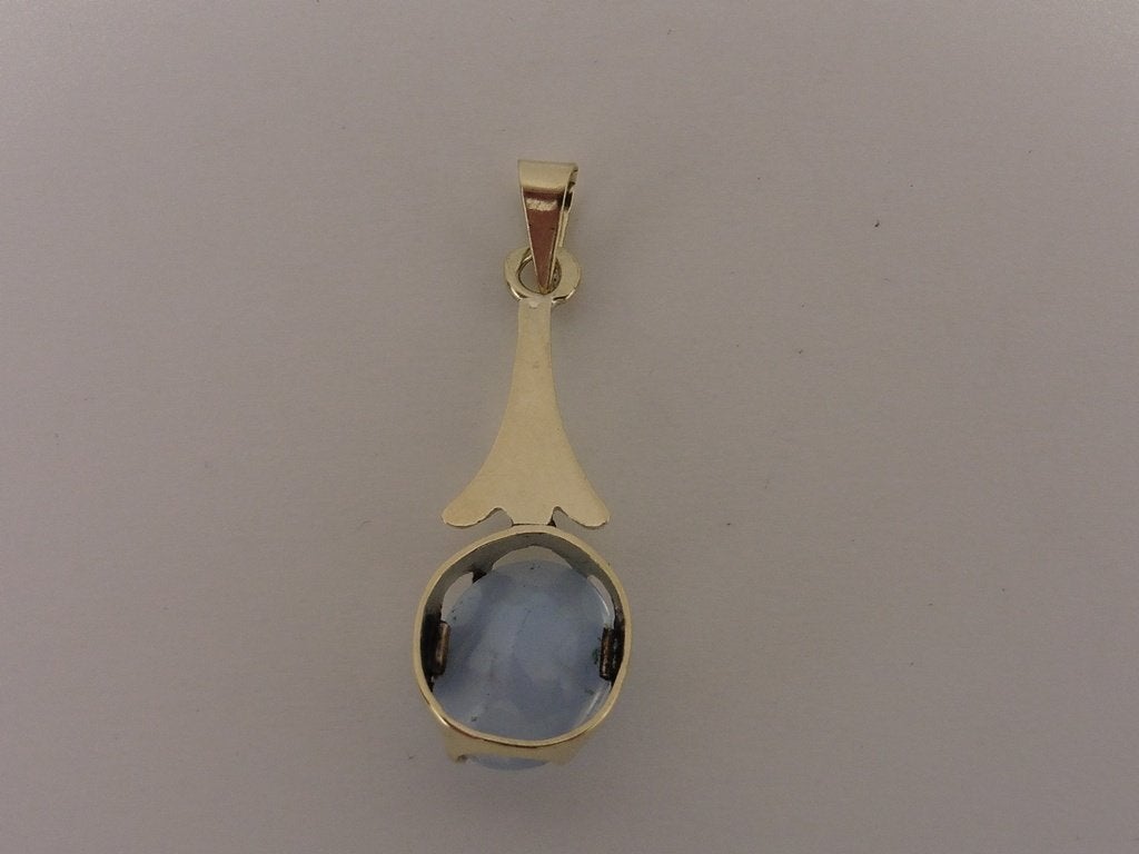 Gouden hanger met blauwe steen                           G20, Gebruikt, Overige voorstellingen, Blauw, .