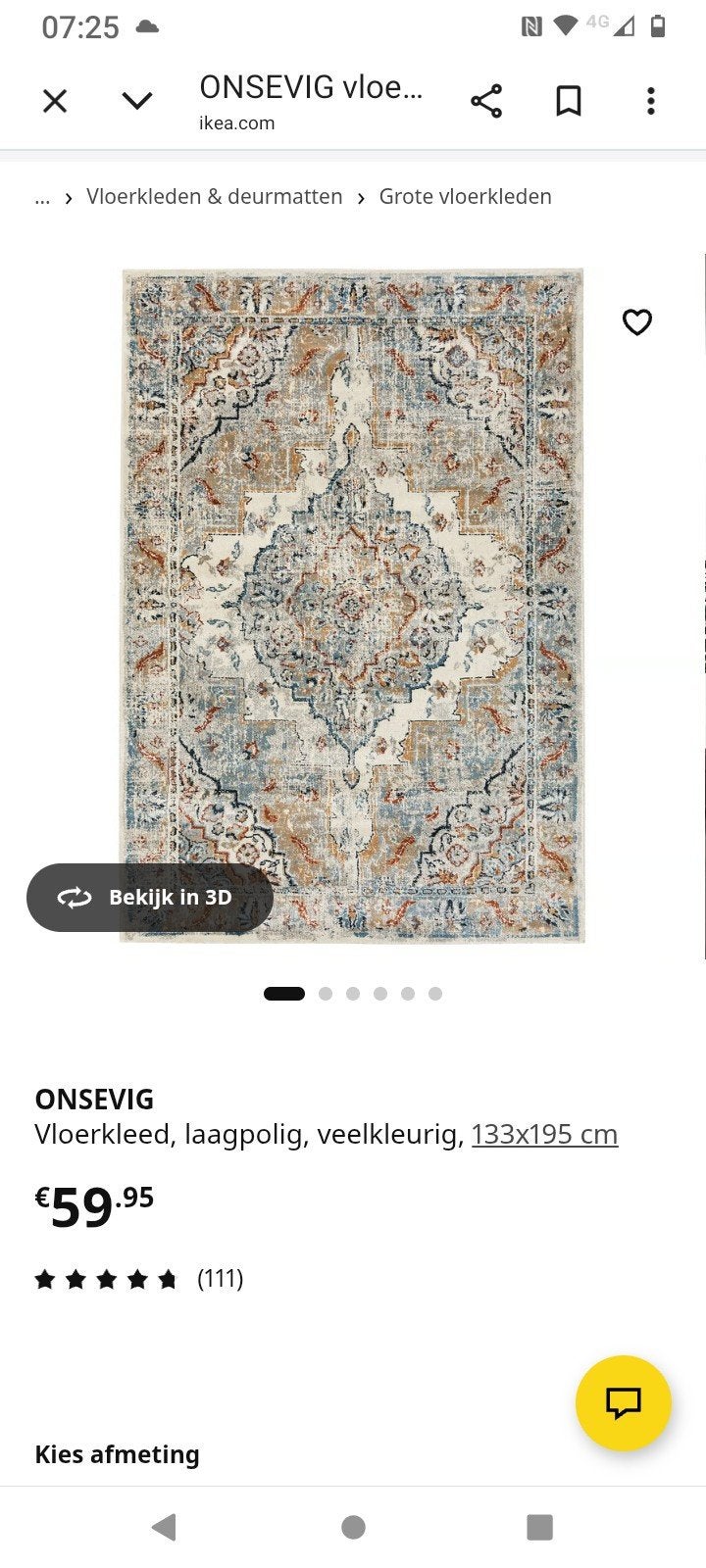 Ikea kleed: Onsevig: 133X195 cm., 150 tot 200 cm, Ophalen of Verzenden, Zo goed als nieuw, Rechthoekig