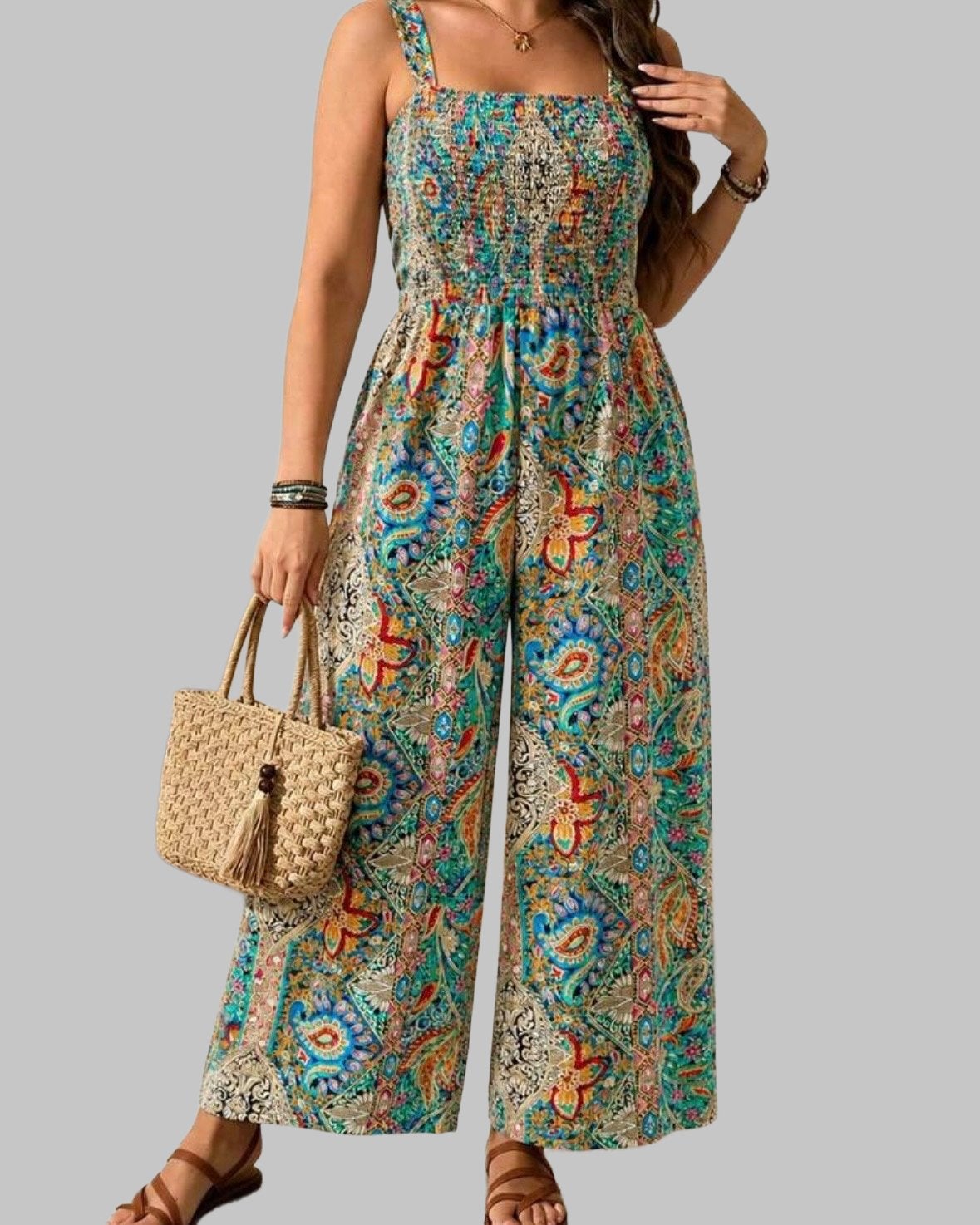 Bohemian Paisley Print Jumpsuit (44-52), Verzenden, Nieuw, Meerkleurig, Broek of Spijkerbroek