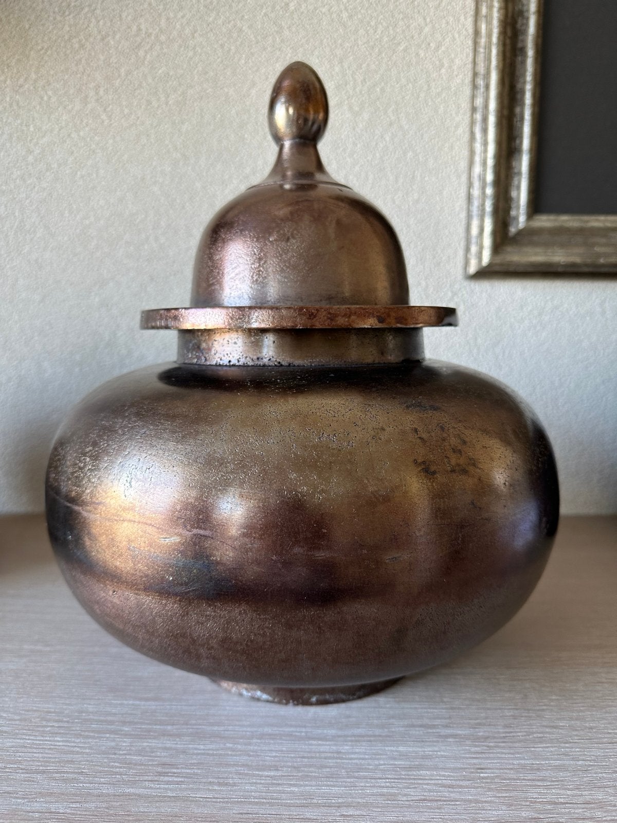 Decoratieve Pot met Deksel - Bronskleurig, Huis en Inrichting, Ophalen of Verzenden